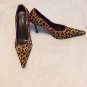 Aldo pony hair leopard print stilettos